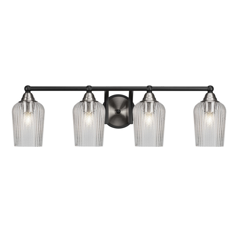 Barre d'éclairage de salle de bain 4 lumières Michell, Noir mat / nickel brossé