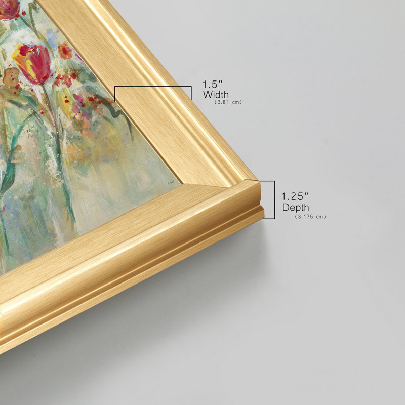 Summer Tulips - Reproduction d'art sur toile encadrée, H 17,5 po x l 17,5 po x P 1,5 po, Encadré de bois de noyer