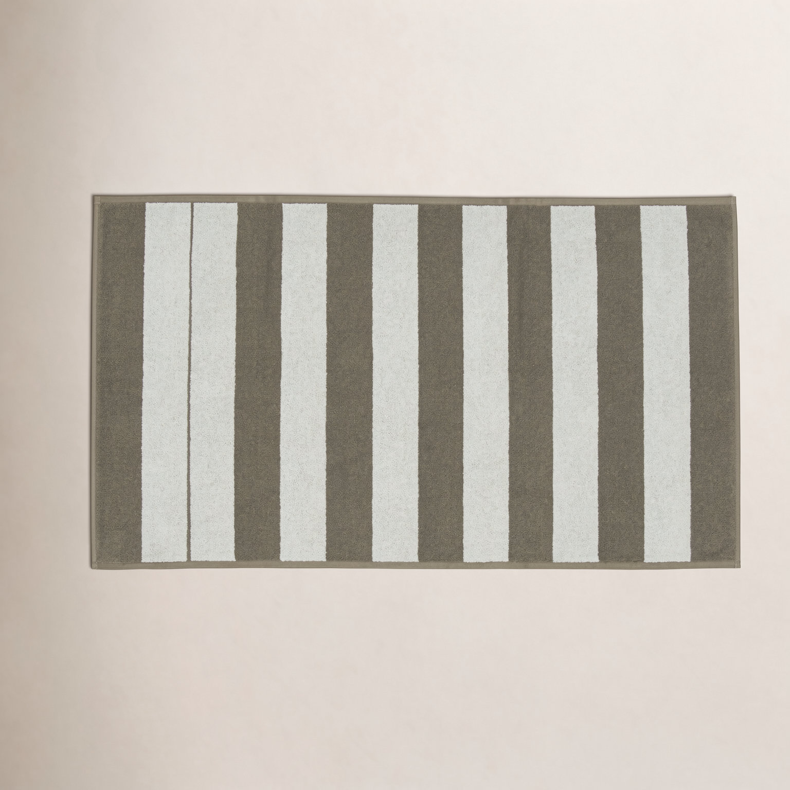 Simple Striped 100% Cotton Bath Mat, Ivory/Flax