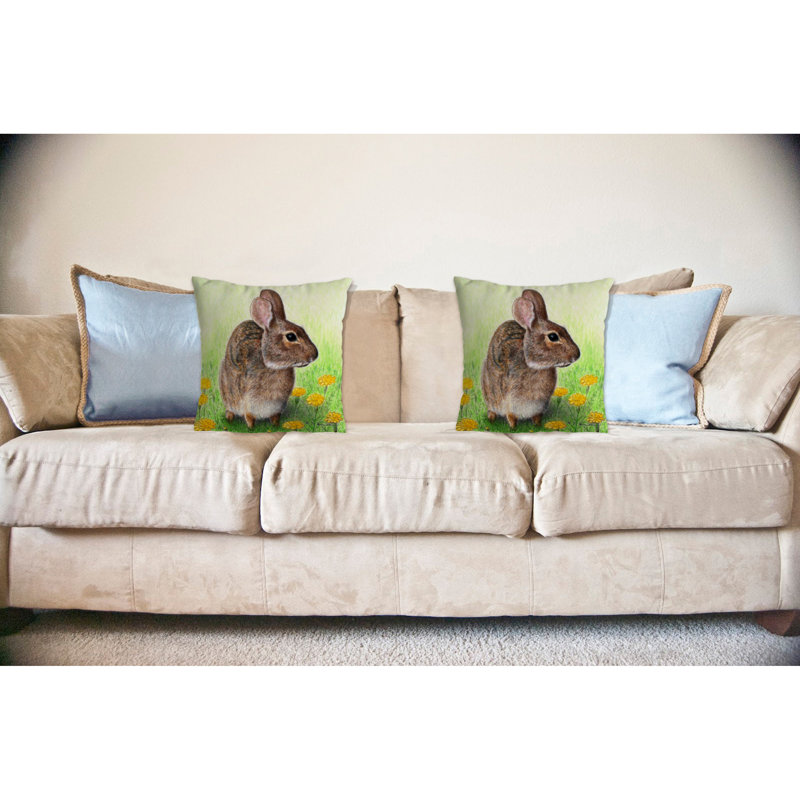  Housse et insert de coussin carré extérieur Rabbit Right, 18" x 18"