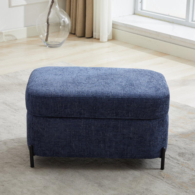 30.3" W Chenille Upholstered Storage Bench Large Ottoman For Living Room, Entryway, Hallway, Navy