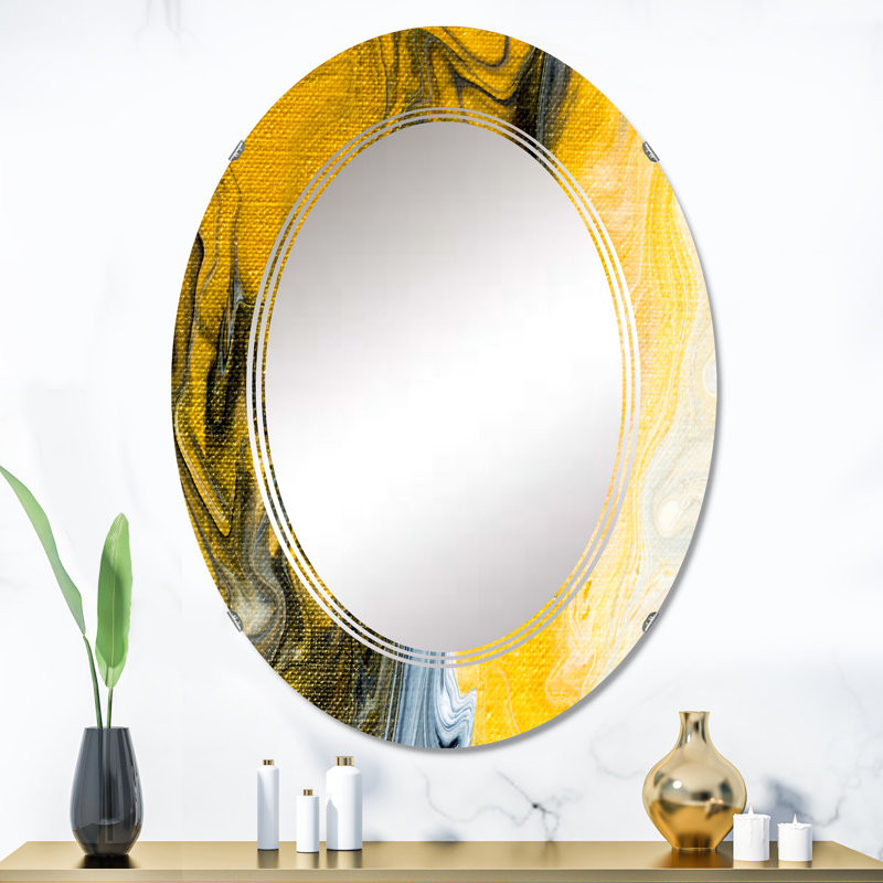 Miroir mural noir, blanc et jaune, 36 po x 24 po