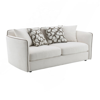 Causeuse en chenille beige avec 4 coussins