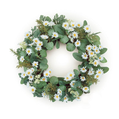 Couronne artificielle 23 po blanche et verte
