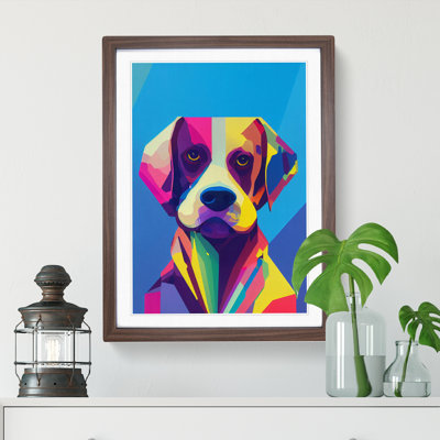 XV1022-1561X Colourful Dog No.5 Abstract 1 Piece Single Picture Frame Wall Art