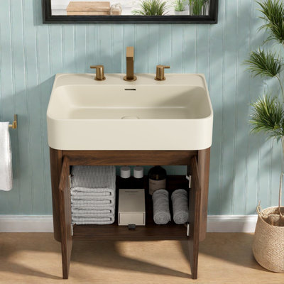 Meuble-lavabo (doit inclure le meuble-lavabo et le lavabo), noyer moderne 24 po