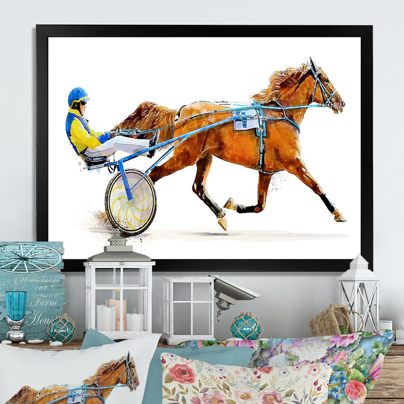 «Horse Race concurrence Derby Trotter II», reproduction d'art sur toile, H 8 po x l 12 po x P 1 po, Toile avec cadre noir