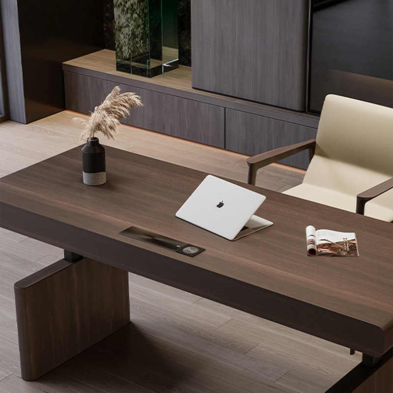 Smoky color Rectangular Solid Wood desk, 53.94" H x 55.12" W x 25.59" D