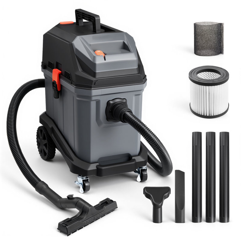 Commercial Shop Vac, 11 Gallon Wet Dry Shop Vacuum, 5.5 Peak HP Portable with One-Button Self-Cleaning, 1350W Input, 1.25in x 7ft Hose, 20ft Cord, Industrial-Grade for Jobsite, Workshop