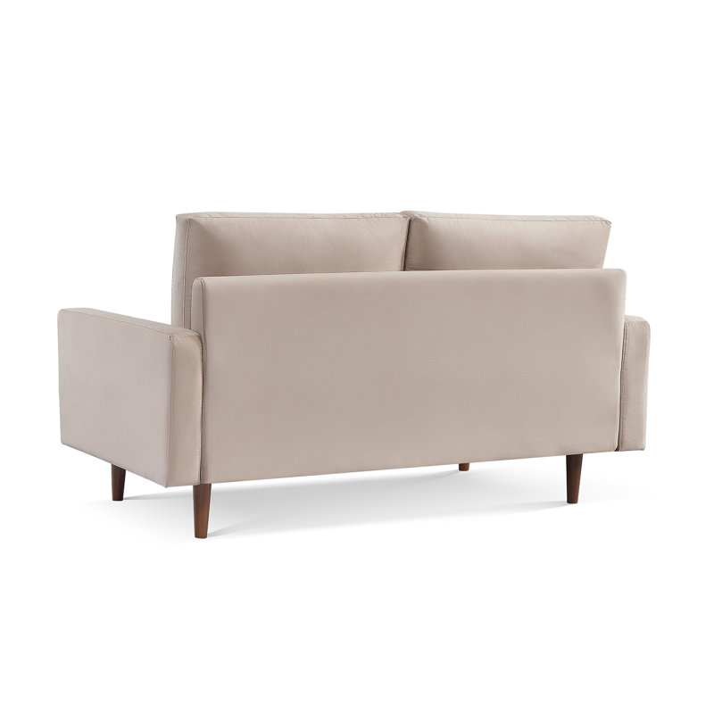 Causeuse en velours Ellmer, Velours beige, H 36,4 po x l 68,9 po x P 31,5 po