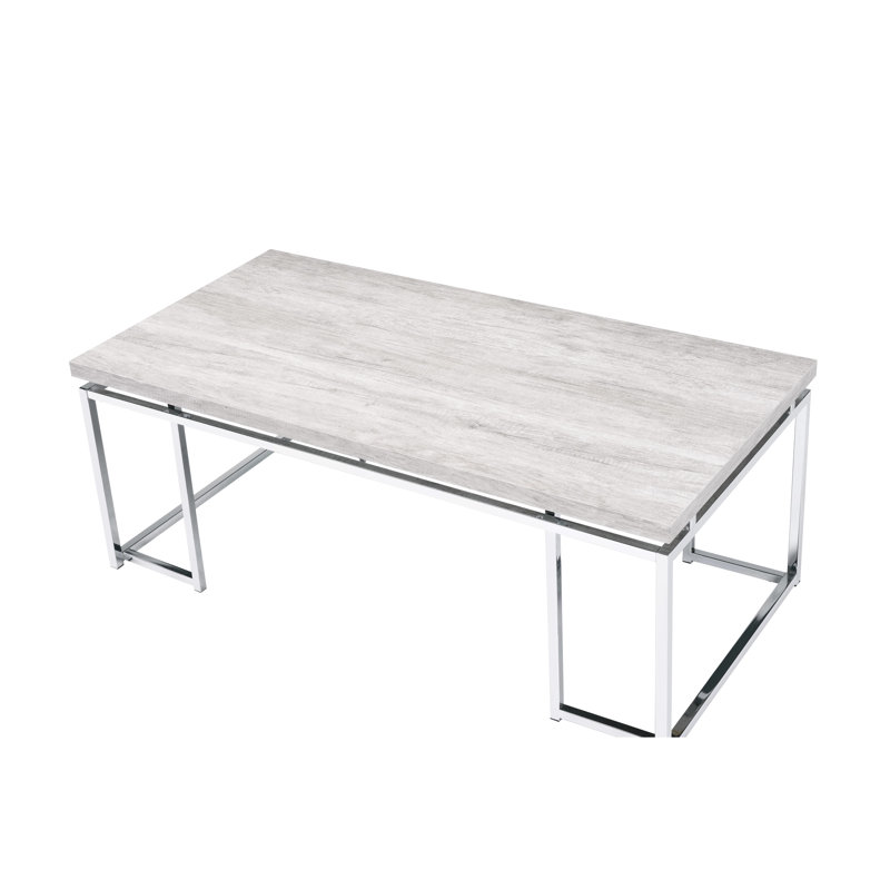 Table basse moderne en chêne naturel avec base - choix fonctionnel et élégant avec détails décoratifs