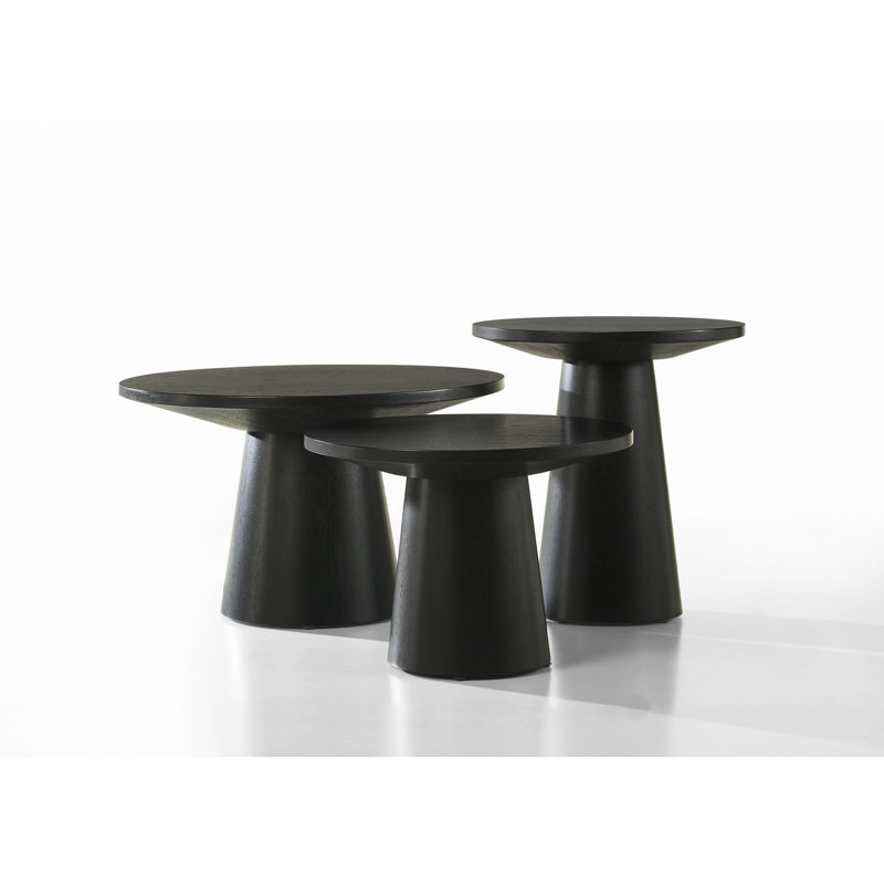 Ensemble de table basse, de bout et de console 3 pièces avec base à piédestal