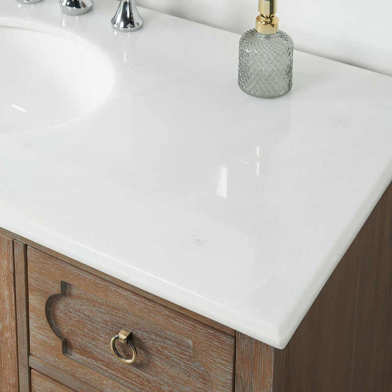 Asellus 48"W x 22"D Bath Vanity in Reclaimed Gray with White Marble Top and White Basin