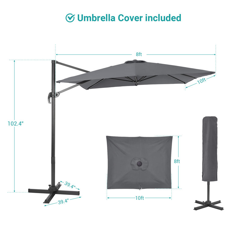Parasol 96 po x 120 po Ruy, Tissu anthracite