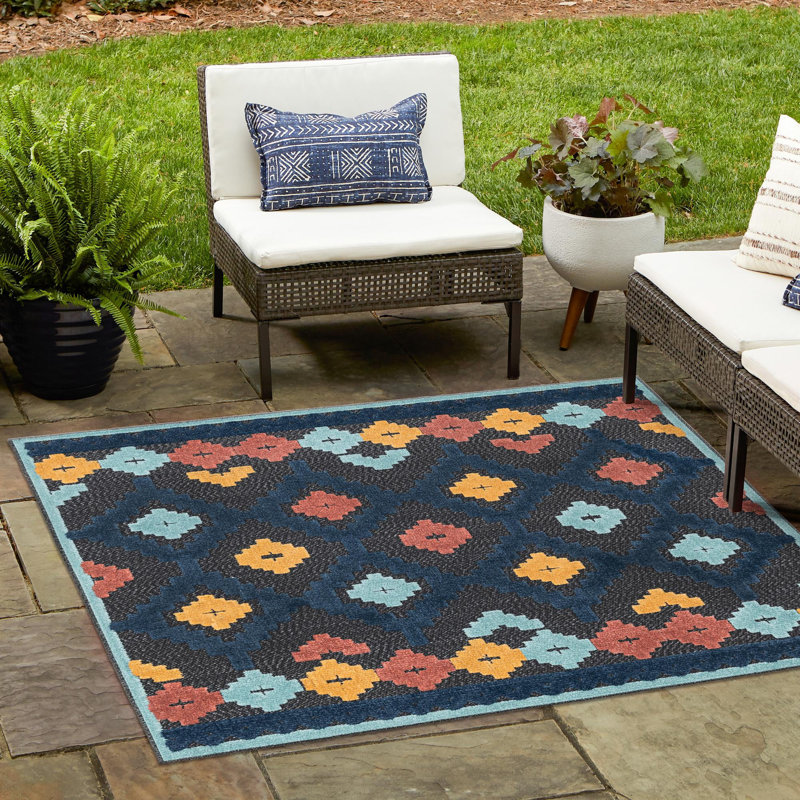Haynie Indoor/Outdoor Rug Charcoal, Square 7'10"