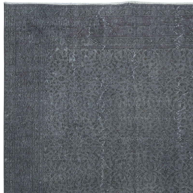 Tapis turc contemporain de 6,7 x 10,4 pi fabriqué à la main dans des tons de gris