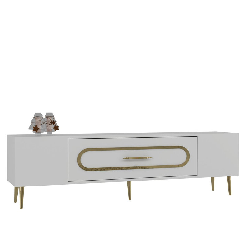 Olivia Unfinished TV Stand, 150cm, White/Gold