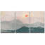 Abstrait paysage pastel bleu sarcelle matin rose montagne nature moderne Art déco paysage zen sur toile 3 pièces-94433910-94433912