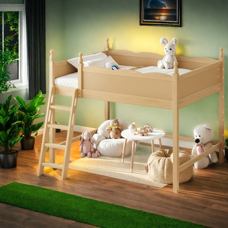 Lit mezzanine double peu encombrant, rangement en bois aggloméré moderne pour la maison