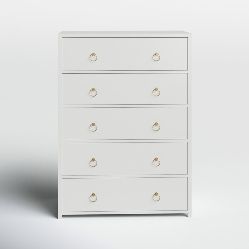 Elin 5 Drawer Dresser, White