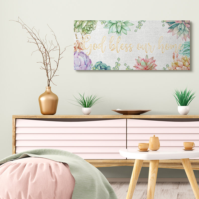 God Bless Our Home Expression, H 17 po x l 40 po x P 1,5 po, Toile tendue
