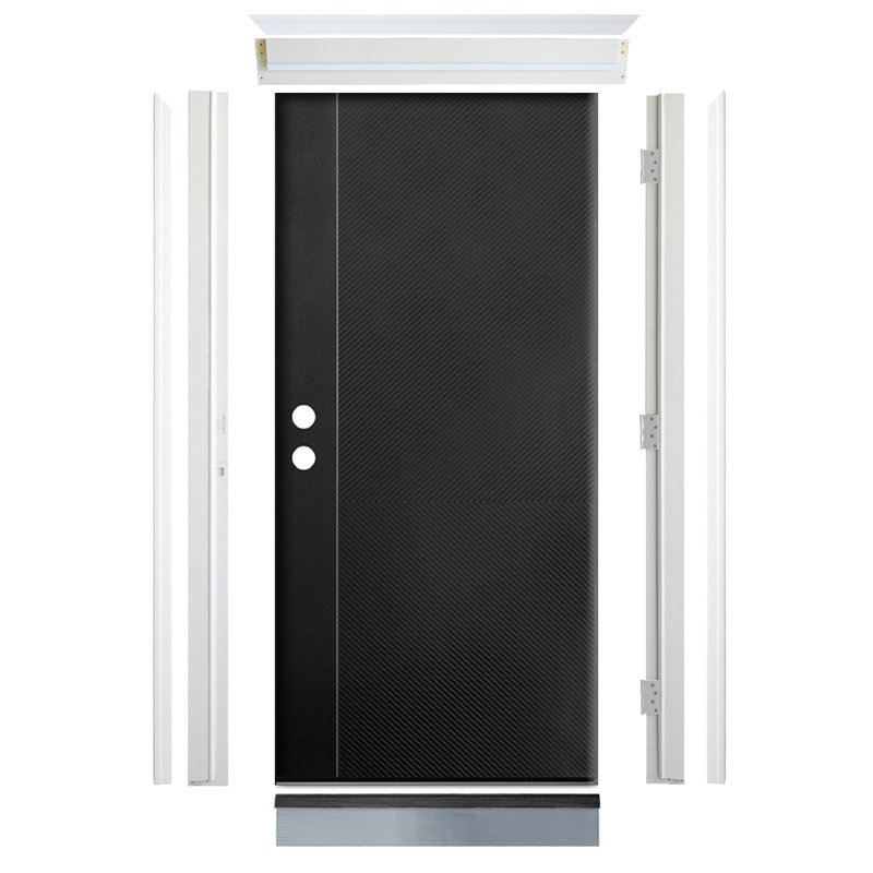 Porte d'entrée moderne en fibre de verre 36 po x 80 po Calhome avec cadre en vynylite à assemblage rapide et ensemble de moulure en brique pour porte extérieure avant droite résistant aux intempéries