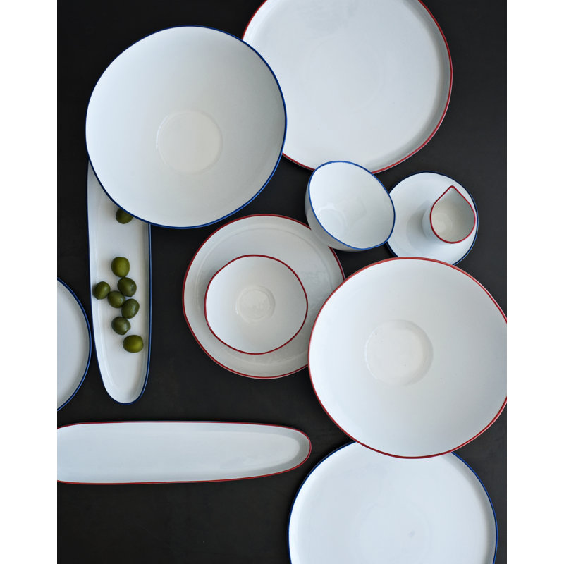 Abbesses Bread and Butter Plate, White/Red