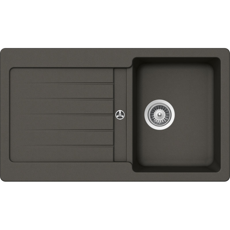 SCHOCK Kitchen Sink 86 X 50 Cm Typos D-100 Nero - CRISTALITE Black Granite Sink From 45 Cm Base Unit Width, Asphalt
