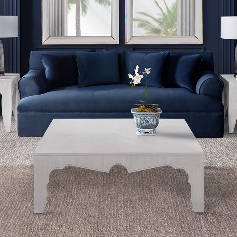 Island Manor Solid Wood Coffee Table, Whitewash