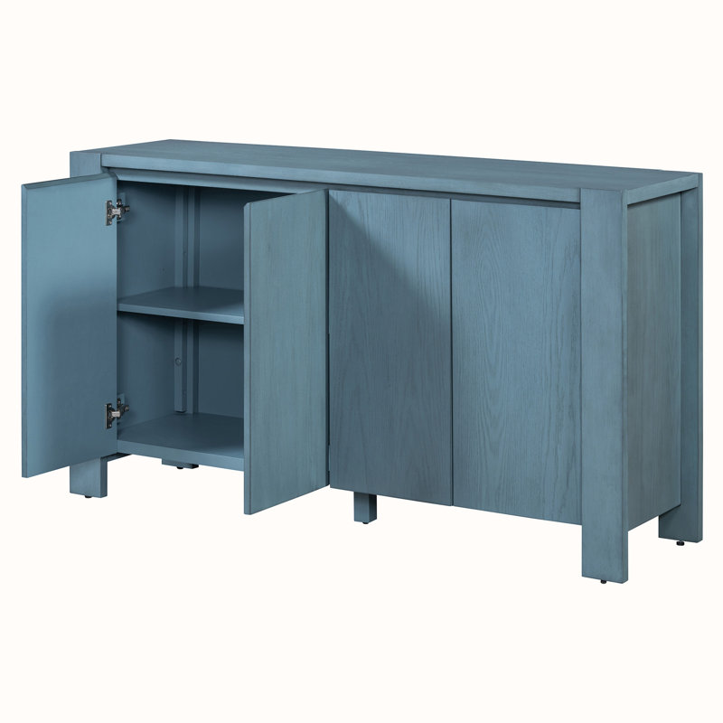 Console de rangement avec armoire, tablettes réglables, Marine