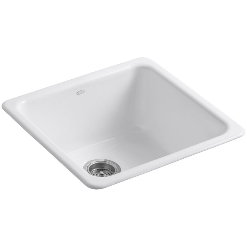 IronTones 20.875" L x 20.875" W Dual Mount Kitchen Sink, White