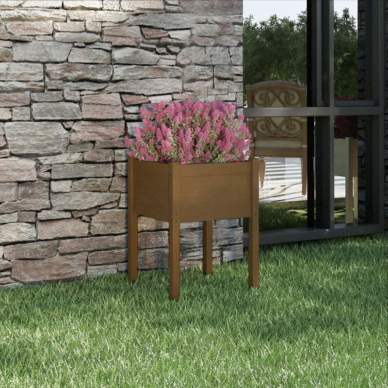 Boîte à fleurs en bois pour l'extérieur, Brun miel, H 27,6 po x l 19,7 po x P 19,7 po