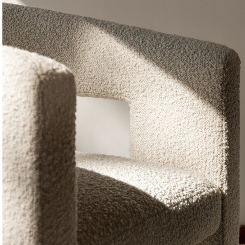 Elo Barrel Chair, White Boucle