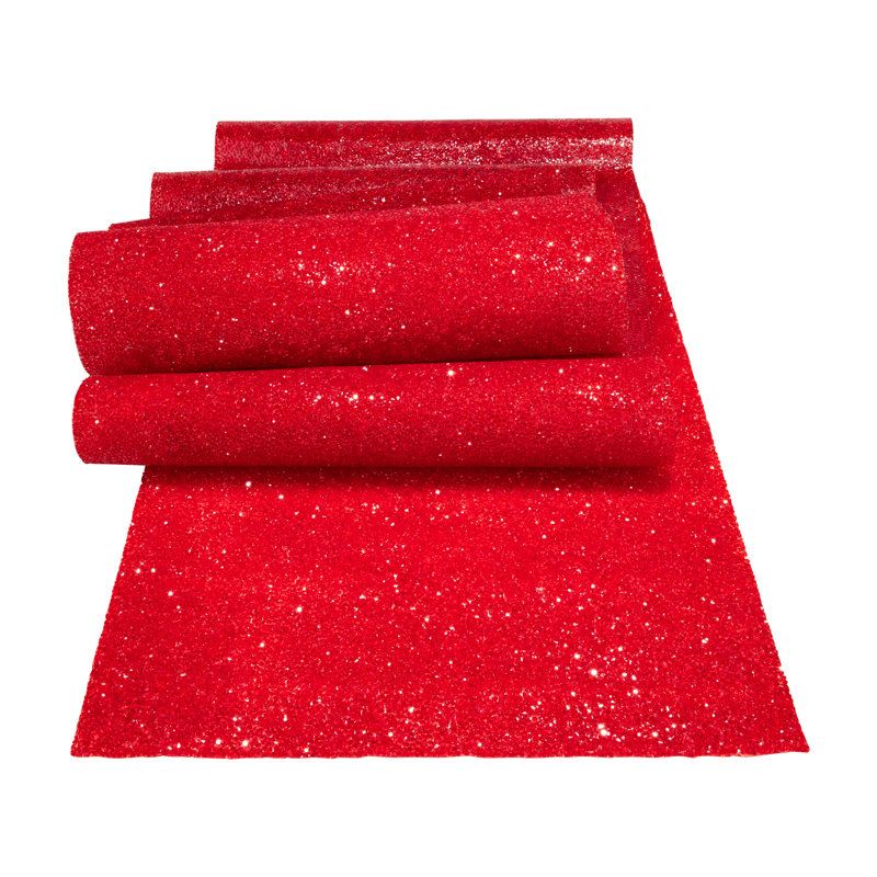 Sparkles Home Luminous Table Runner | Rhinestones | Non-Slip Backing | Multiple Sizes Available, 108" x 13", Red