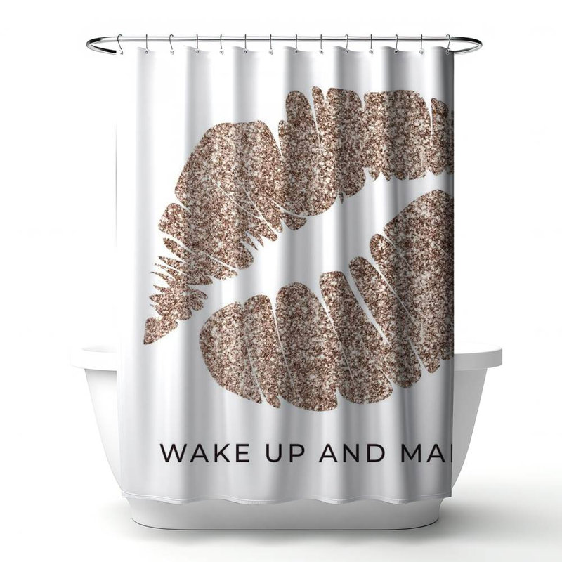 Shower Curtain QU44 – Polyester Shower Curtain, Dye Sublimation Print, 71" W × 74" L