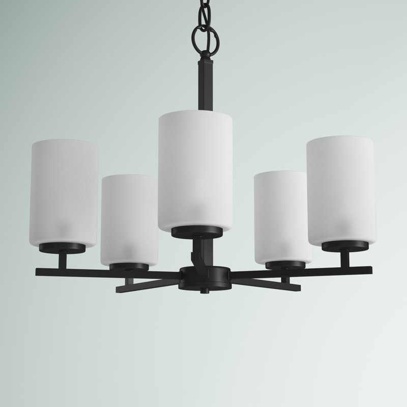 Charvic Sputnik Cylinder Chandelier, Matte Black, 16" H X 16" W X 16" D, 3 Lights