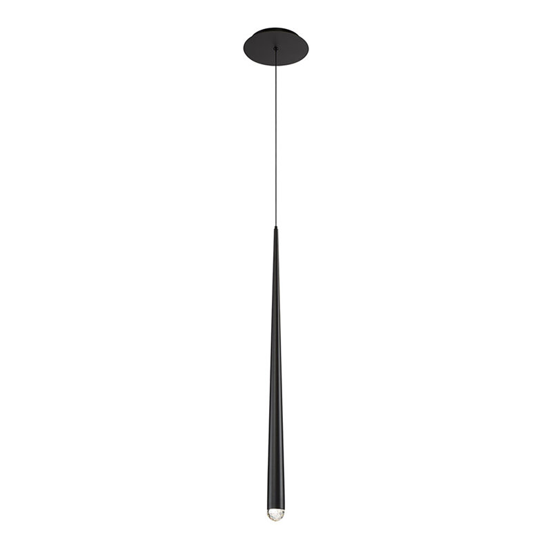 Cascade 1 - Light Single Cylinder LED Pendant, 28" H x 1.63" W x 1.63" D, Black