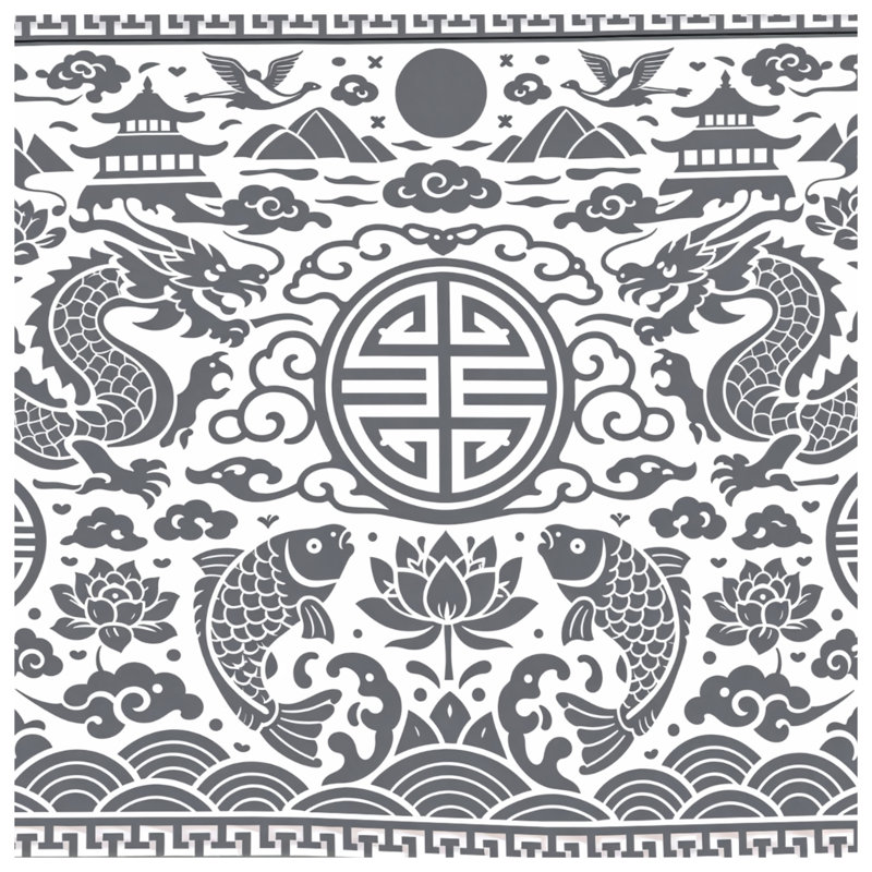 Rideaux de douche Asian Dragon, 70in W x 93in H