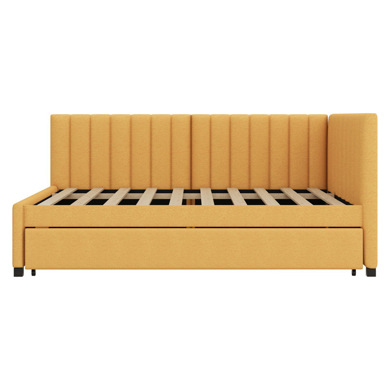 Upholstered Daybed With Trundle, Yellow