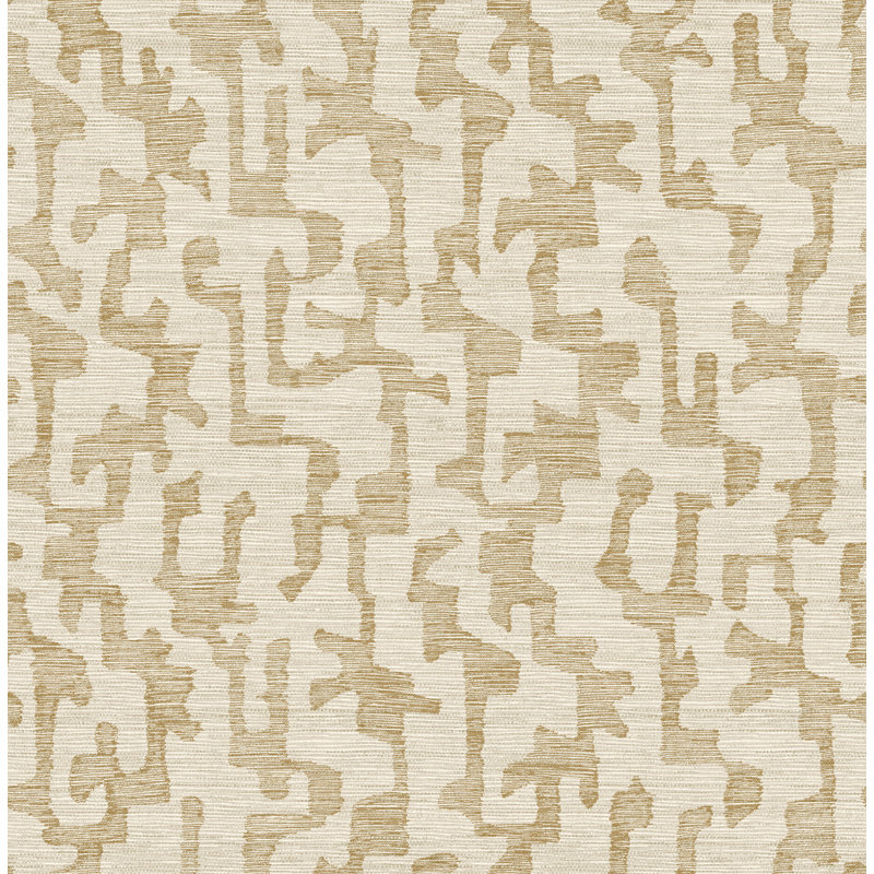 Papier peint géométrique imitation châtaignier C chiffre, Brun