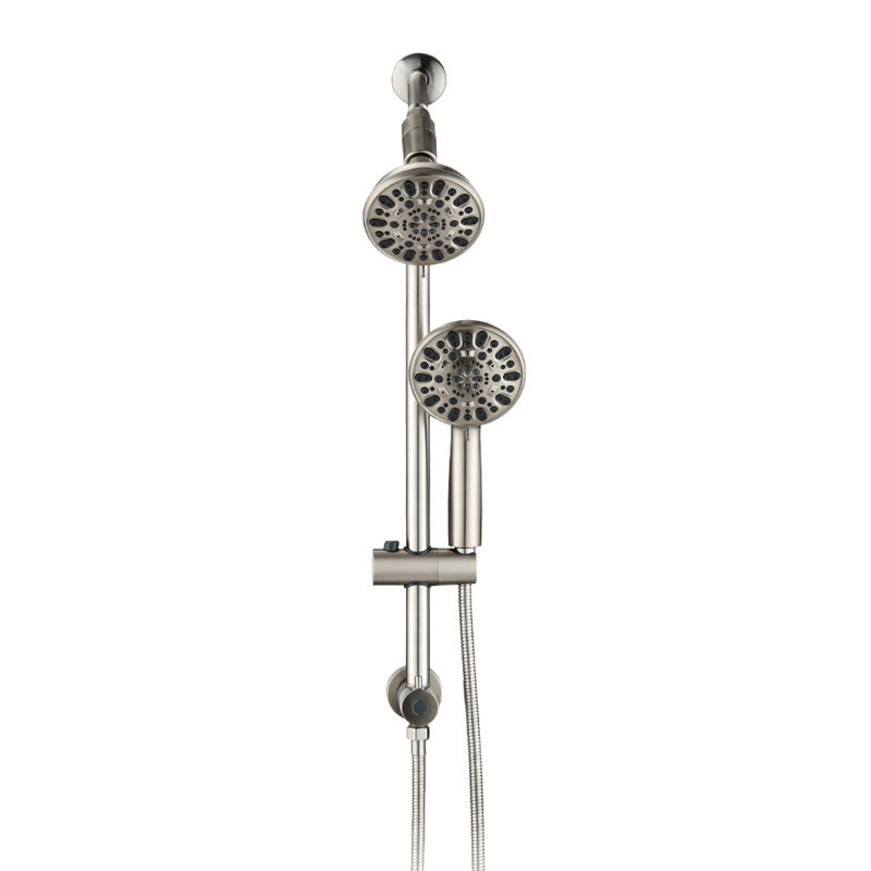 Topcraft 5-Inch Wall-Mounted Rain Shower Head With Multi-Function Handheld Shower, Brushed Nickel
