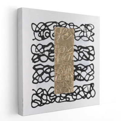 Golden Script I - noir et blanc - reproduction d'art sur toile
