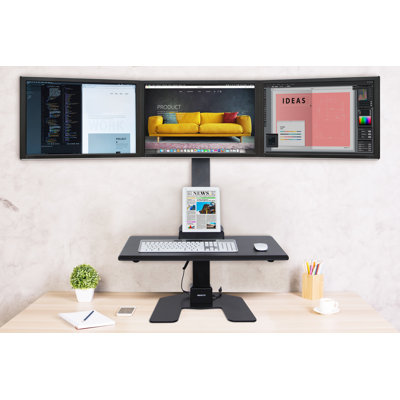 Mount-It! Height Adjustable Triple Monitor Electric Standing Desk Converter