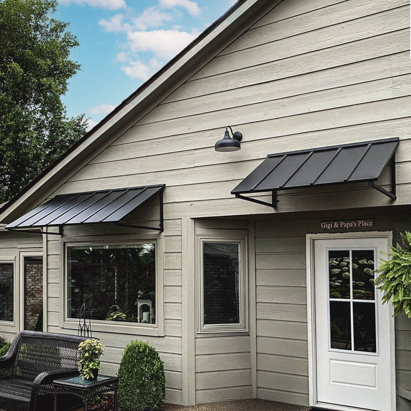Awntech Houstonian Standing Seam Metal Fixed Awning, Pewter, 24" H x 68" W x 36" D, Aluminum