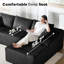 Canapé modulaire en velours côtelé de 137,7 po avec 2 coussins, sans assemblage requis, sans combinaison-1716200669