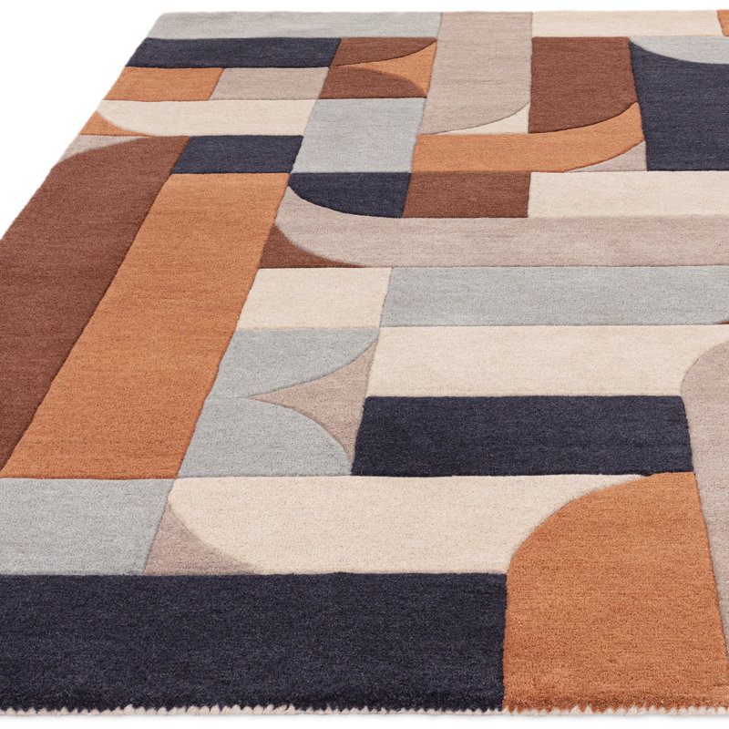 Burnest Geometric Wool Hand Tufted Area Rug, Rectangle 120 x 170cm