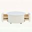 Table basse élégante à conception ronde avec roulettes, parfaite pour les petits espaces