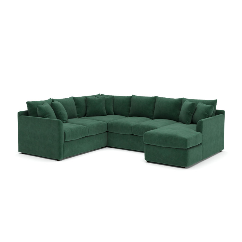 Cecelia 119" W Sinuous Springs 6-Person 3-Piece U-Shaped Sectional, Beat Sand Performance, Right Hand Facing