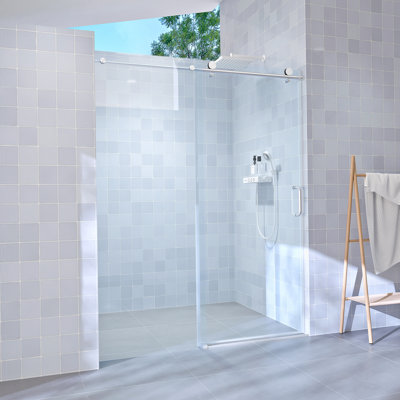 Single Sliding Shower Door, Frameless Sliding Door For Bathroom