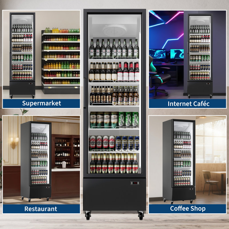 Réfrigérateur à boissons grande capacité 13,4 pieds cubes - Merchandiser à porte en verre - 5 tablettes réglables - Éclairage à DEL - Réfrigérateur à affichage vertical pour restaurant, magasin, bar - utilisation commerciale